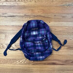 Jansport Classic Black Canvas Backpack Checkered